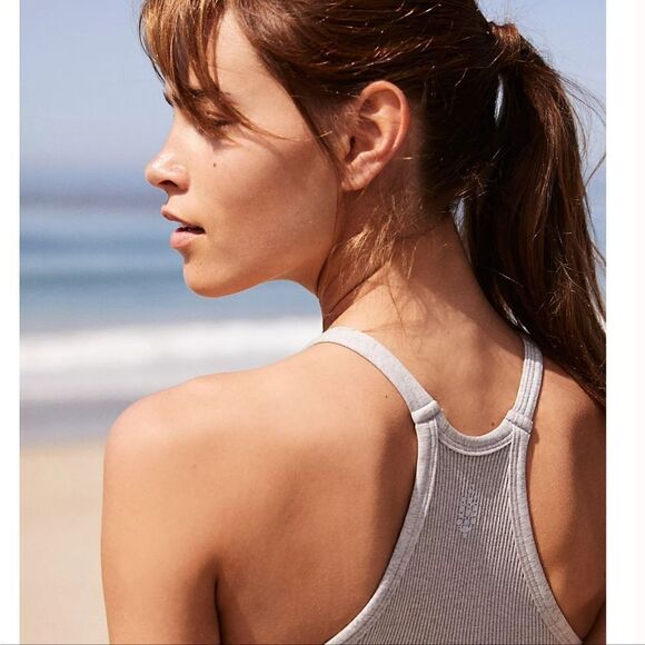 Free People Happiness Runs Heather Grey Tank XS/S - Picture 3 of 7